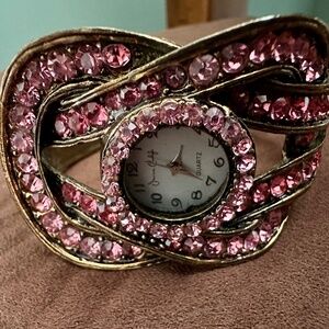 Vintage Jessica Carlyle Elegant Pink Stone Women's Quartz Watch